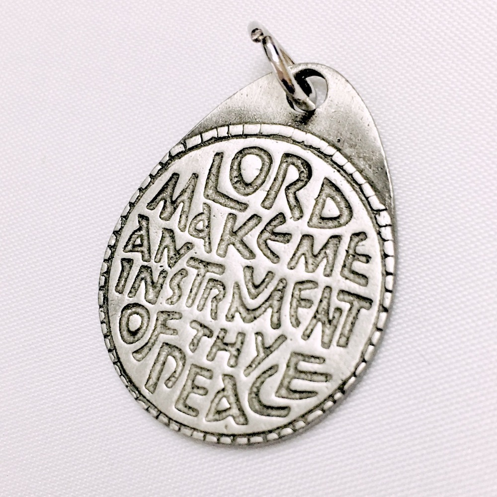 TSG Rustic Lord Make Me An Instrument Of Thy Peace Silver Pendant Or Charm